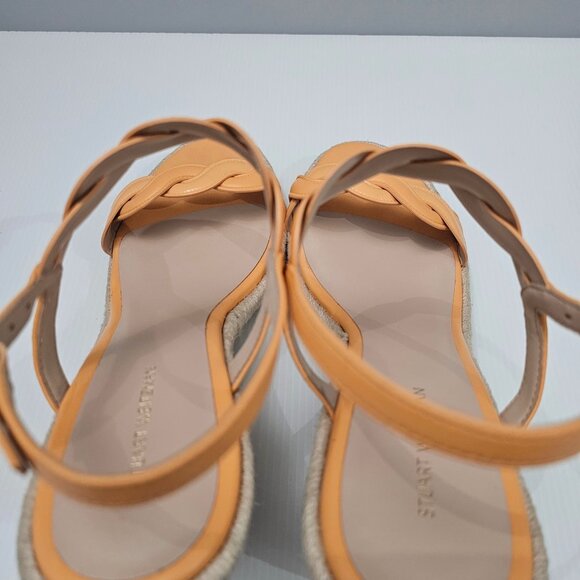 NEW Stuart Weitzman Twist Sandal Size 10 Mango Orange Leather Wedge Espadrille - Picture 10 of 13